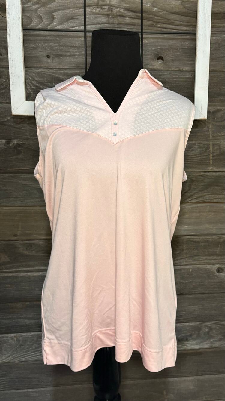 Sport Haley women's V neck light pink sleeveless golf shirt size large